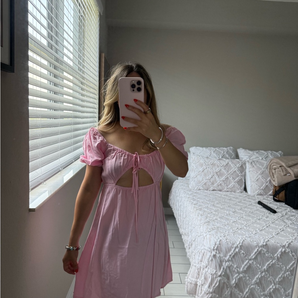 Love Tree Pink Ruched Babydoll Mini Dress